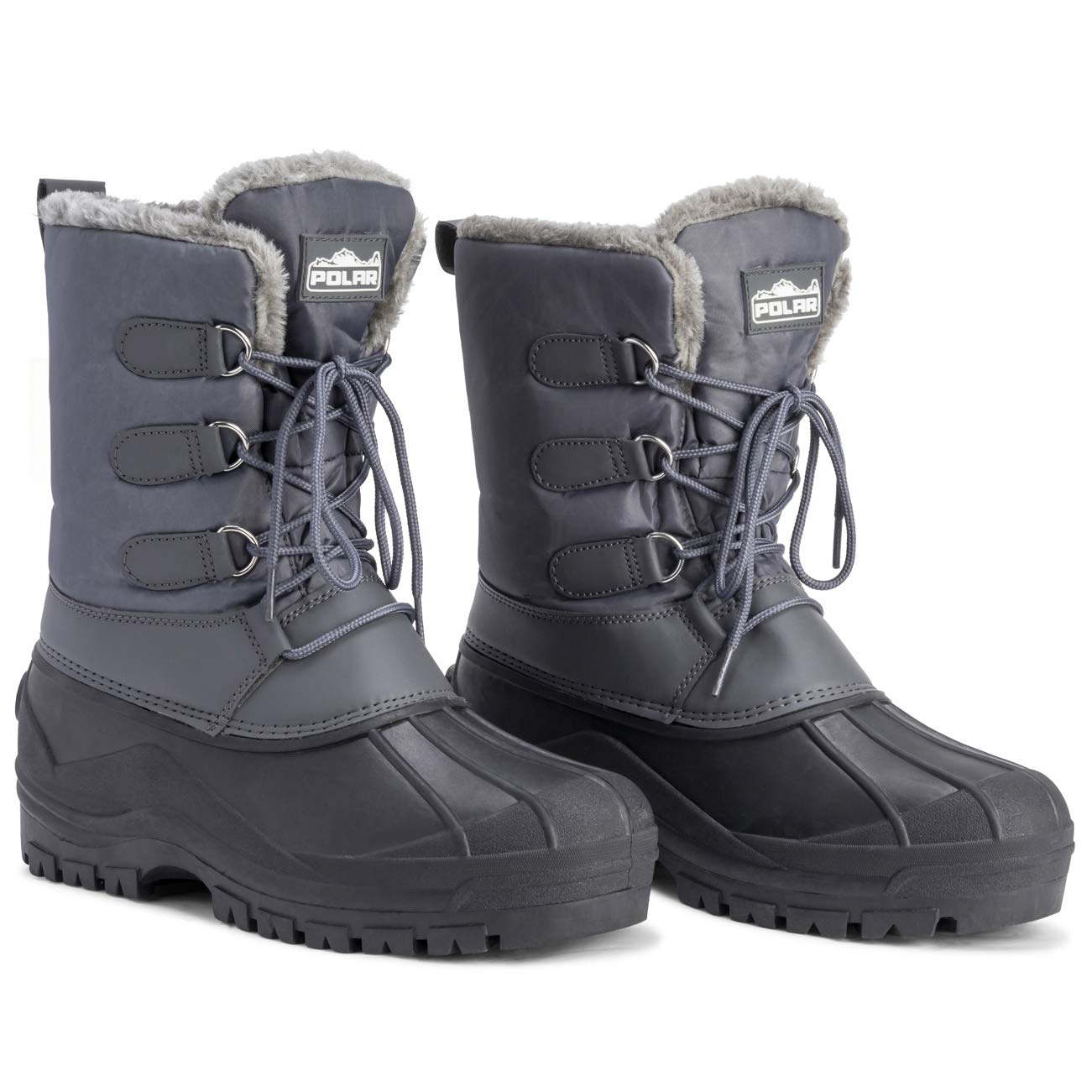 POLAR Mens Muck Lace Up Short Nylon Winter Snow Rain Lace Up Casual Duck Boots - Image 6