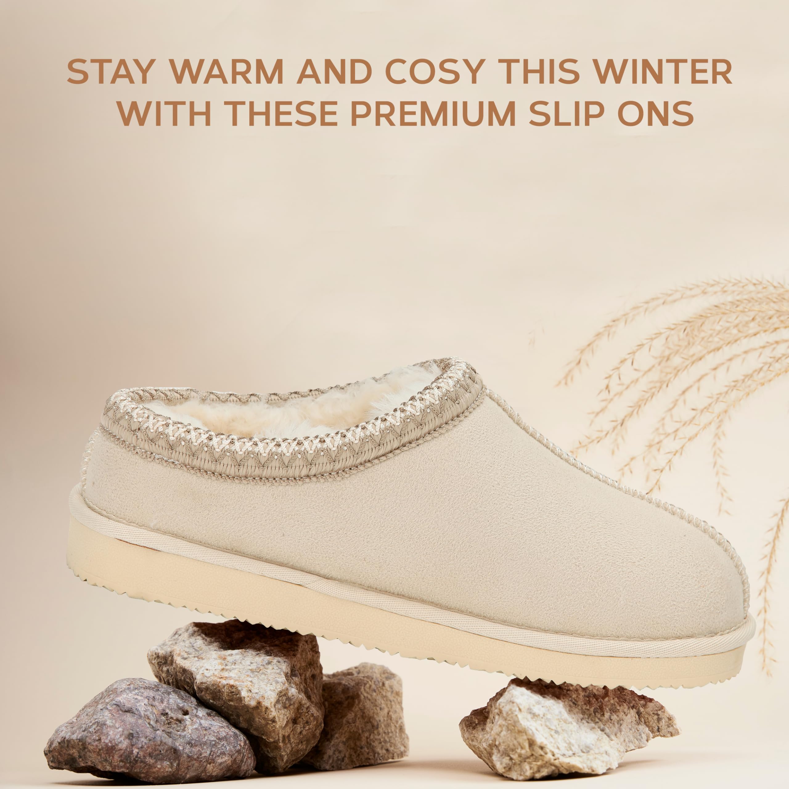 POLAR Women’s Faux Suede Shearling Lined Slippers - Warm Memory Foam Indoor Outdoor Slip-On House Shoes with Aztec Trim - Non-Slip Sole for Winter Cosy Comfort - Image 5