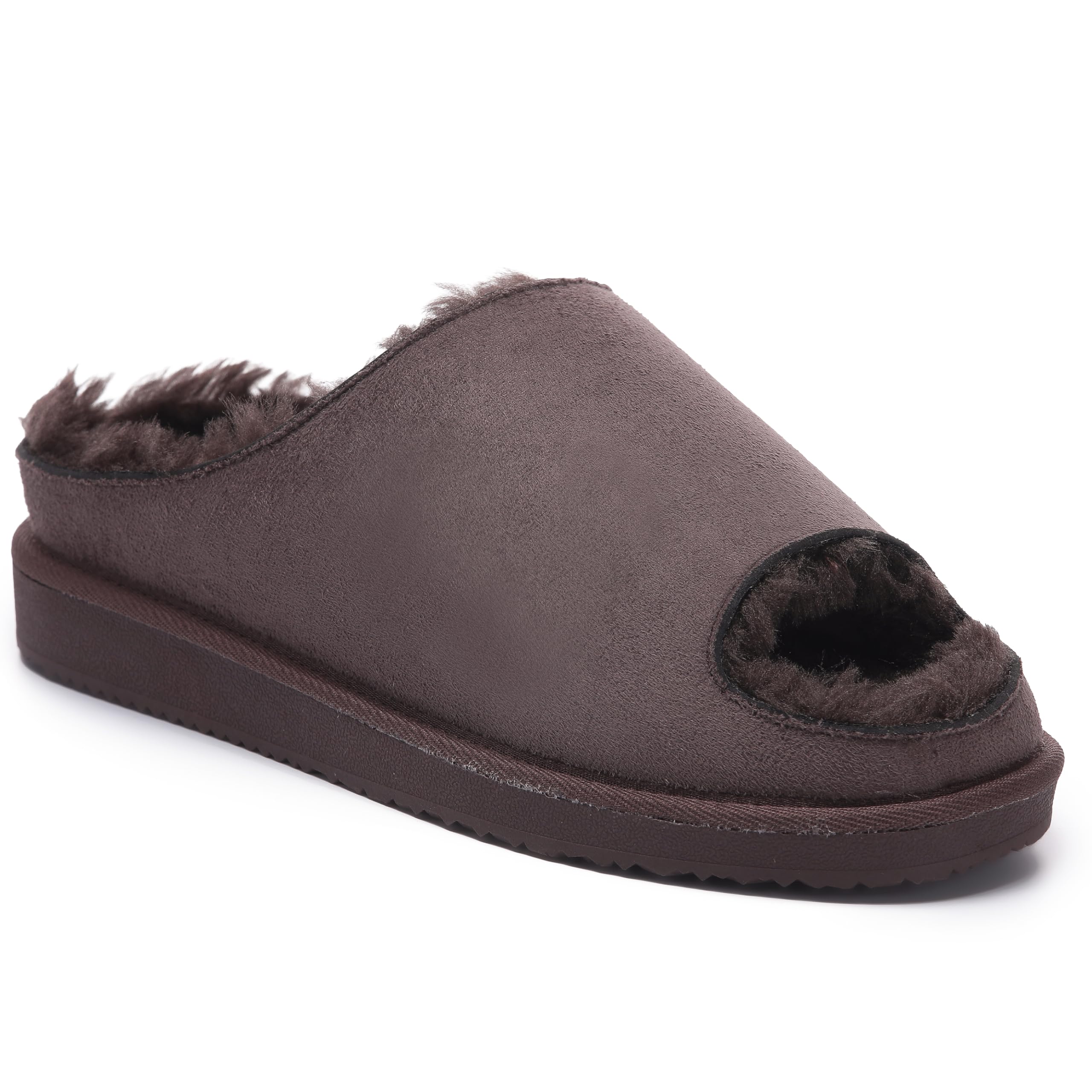 POLAR Women’s Fur Lined Slide Slippers – Suede Upper, Cozy Faux Fur Lining, Lightweight Rubber Sole, Non-Slip Grip – Warm Indoor Outdoor Slip-On Comfort Sandals - Image 3