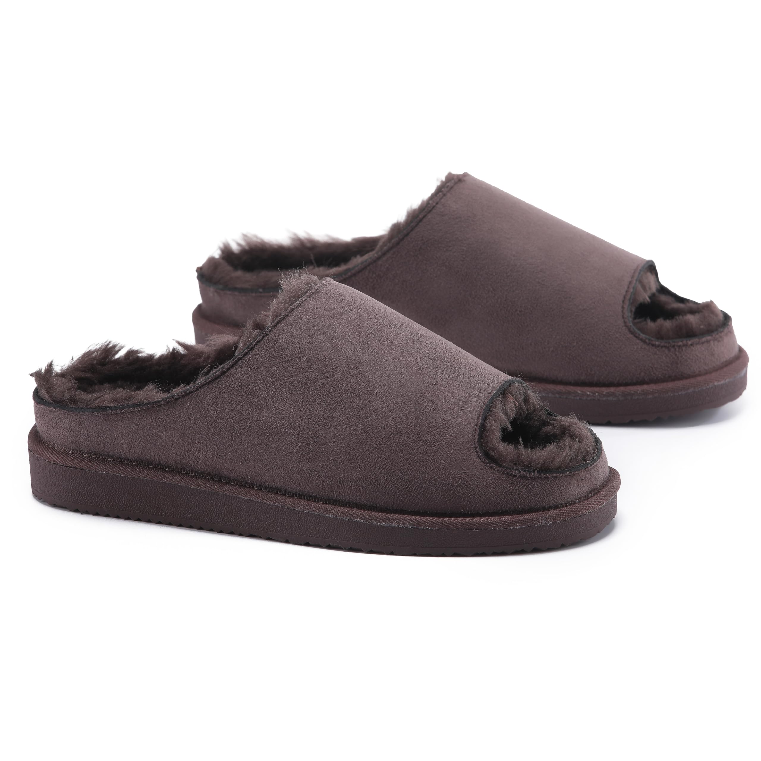 POLAR Women’s Fur Lined Slide Slippers – Suede Upper, Cozy Faux Fur Lining, Lightweight Rubber Sole, Non-Slip Grip – Warm Indoor Outdoor Slip-On Comfort Sandals - Image 5