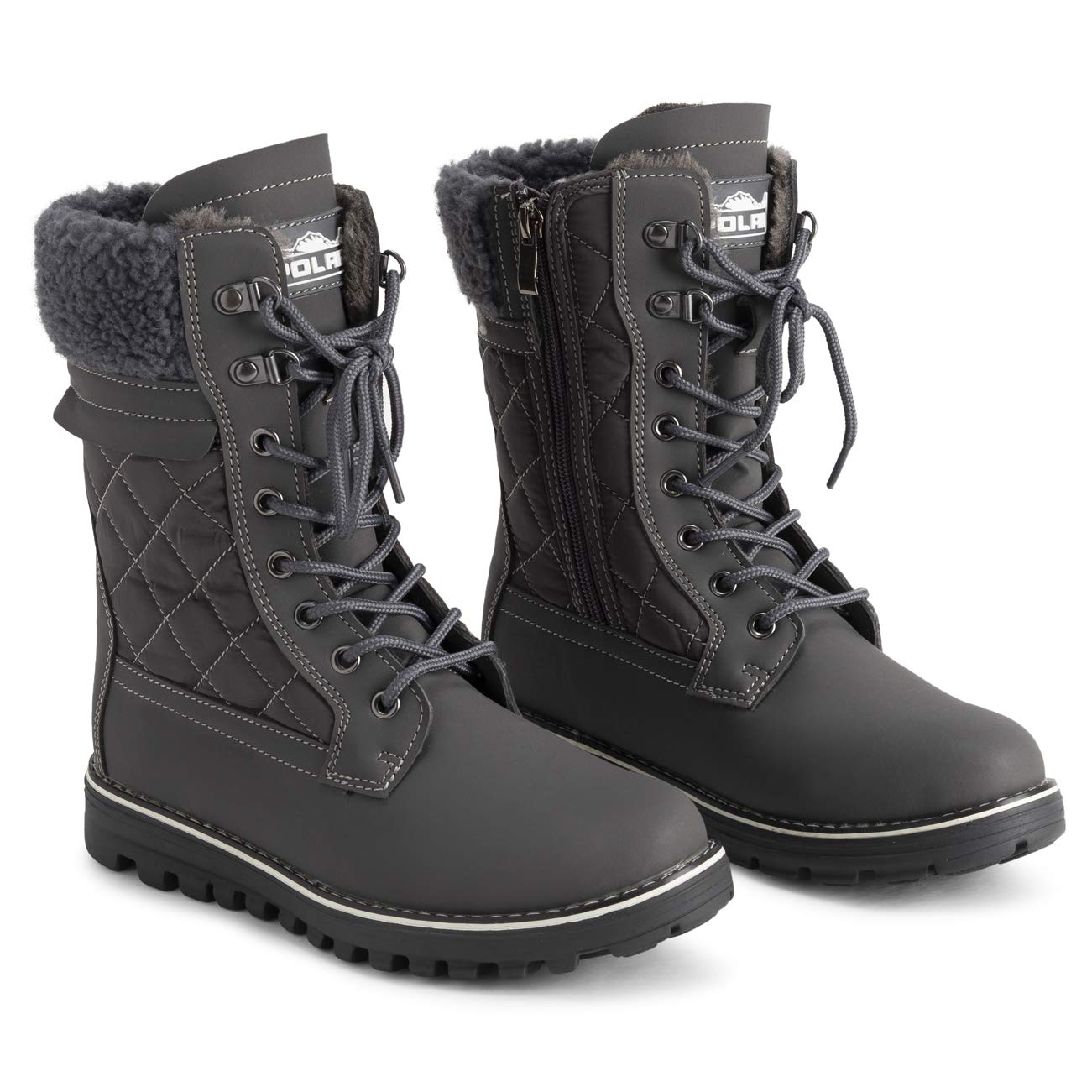 POLAR Womens Memory Foam Outside Pocket Inside Zip Thermal Waterproof Deep Tread Rubber Sole Snow Boots - Image 7