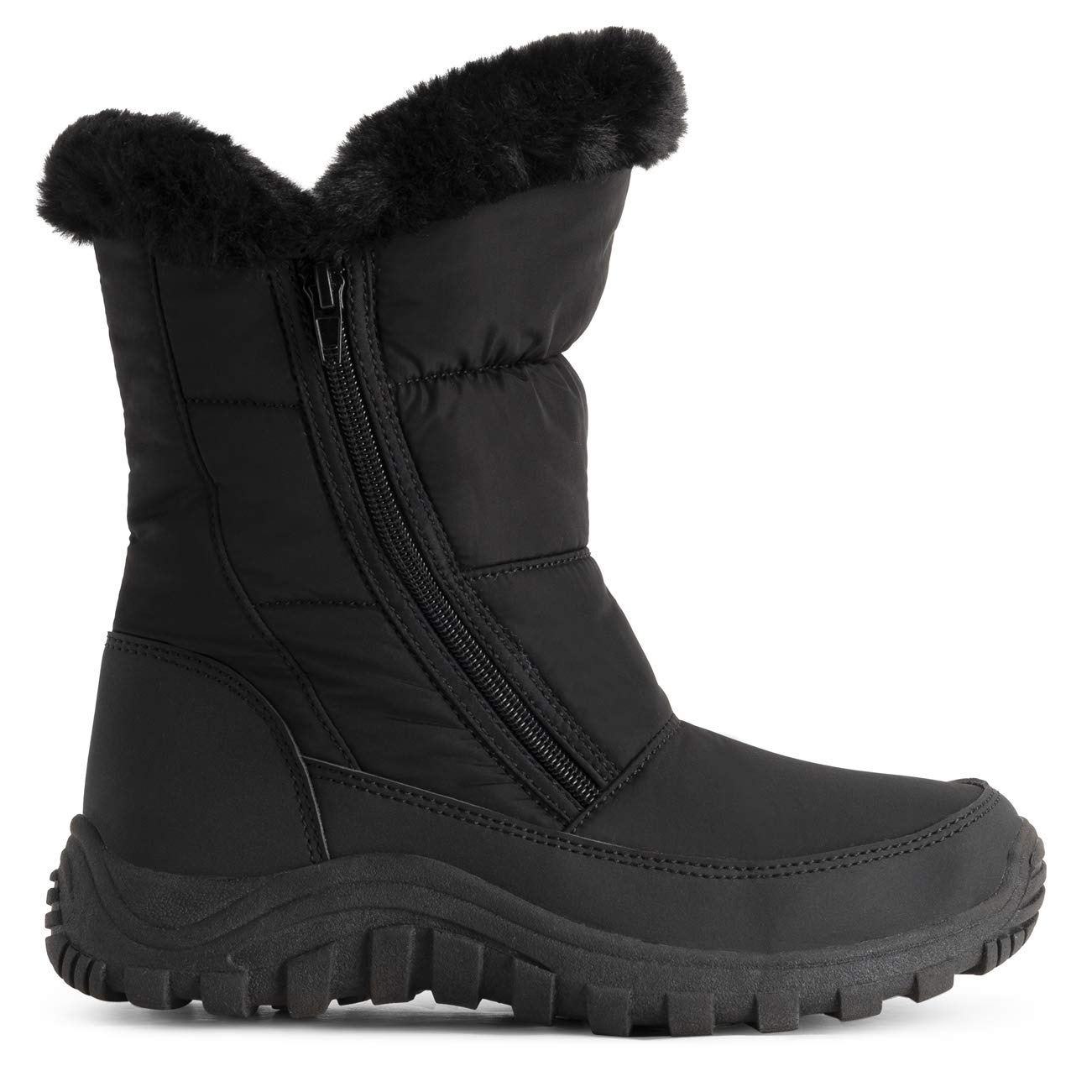 POLAR Womens Memory Foam Twin Zip Opening Pull On Nylon Waterproof Thick Faux Fur Lined Winter Rain Snow Boots - Image 4