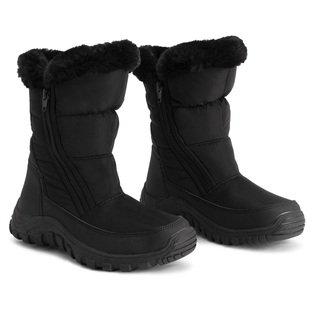 POLAR Womens Memory Foam Twin Zip Opening Pull On Nylon Waterproof Thick Faux Fur Lined Winter Rain Snow Boots - Image 7