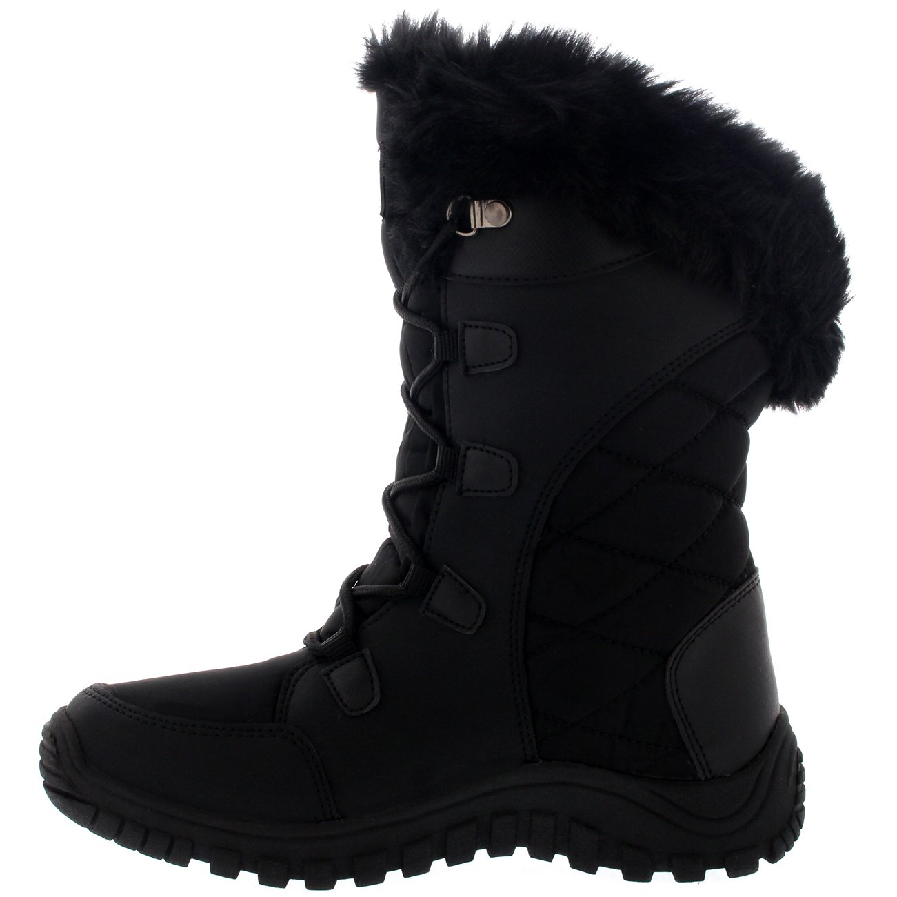 POLAR Womens Quilted Faux Fur Cuff Winter Duck Rubber Sole Durable Snow Rain Outdoor Boots - Image 2