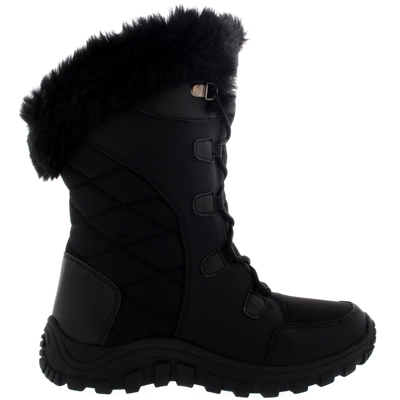POLAR Womens Quilted Faux Fur Cuff Winter Duck Rubber Sole Durable Snow Rain Outdoor Boots - Image 4
