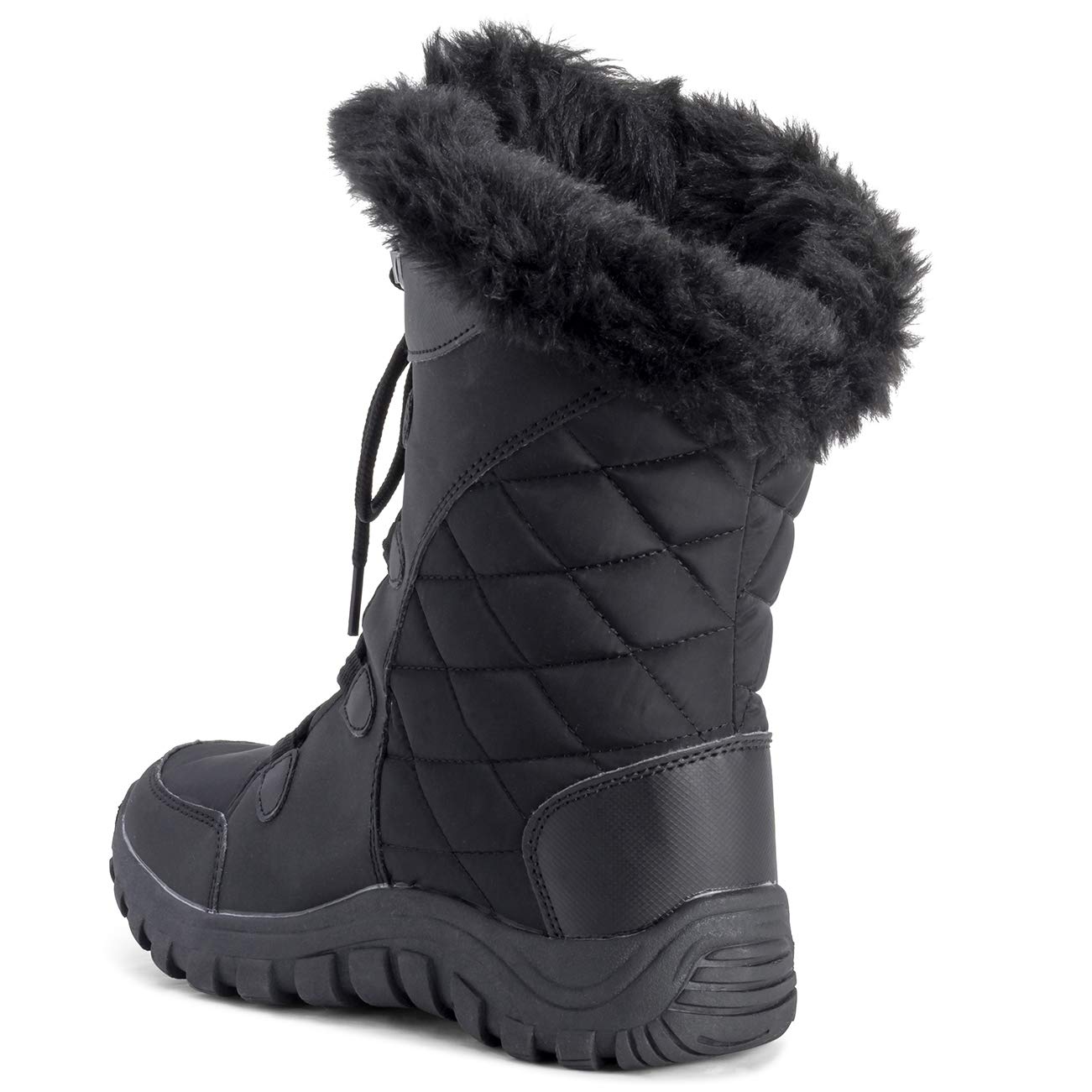 POLAR Womens Quilted Faux Fur Cuff Winter Duck Rubber Sole Durable Snow Rain Outdoor Boots - Image 5