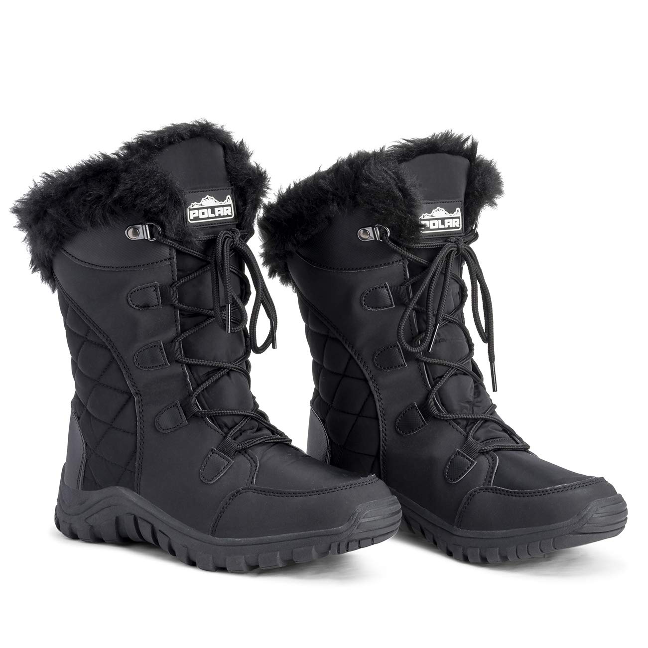 POLAR Womens Quilted Faux Fur Cuff Winter Duck Rubber Sole Durable Snow Rain Outdoor Boots - Image 6