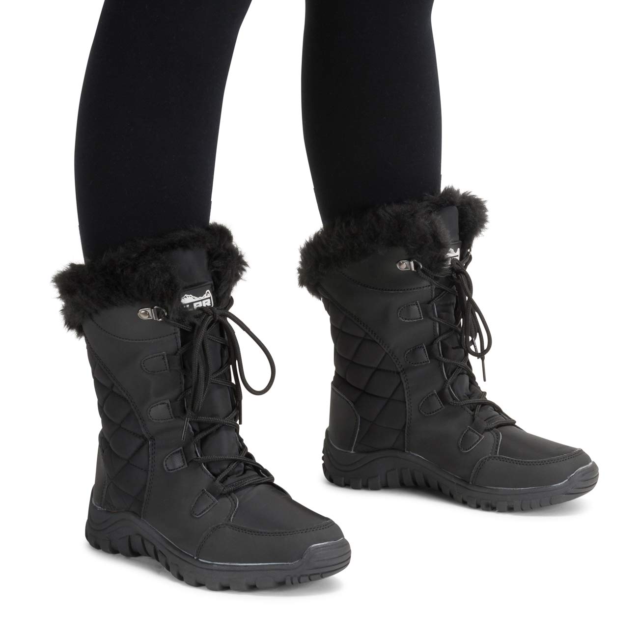 POLAR Womens Quilted Faux Fur Cuff Winter Duck Rubber Sole Durable Snow Rain Outdoor Boots - Image 7