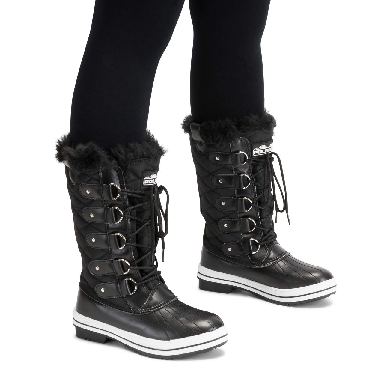 POLAR Womens Snow Boot Nylon Tall Winter Fur Lined Snow Warm Waterproof Rain Boot - Image 7