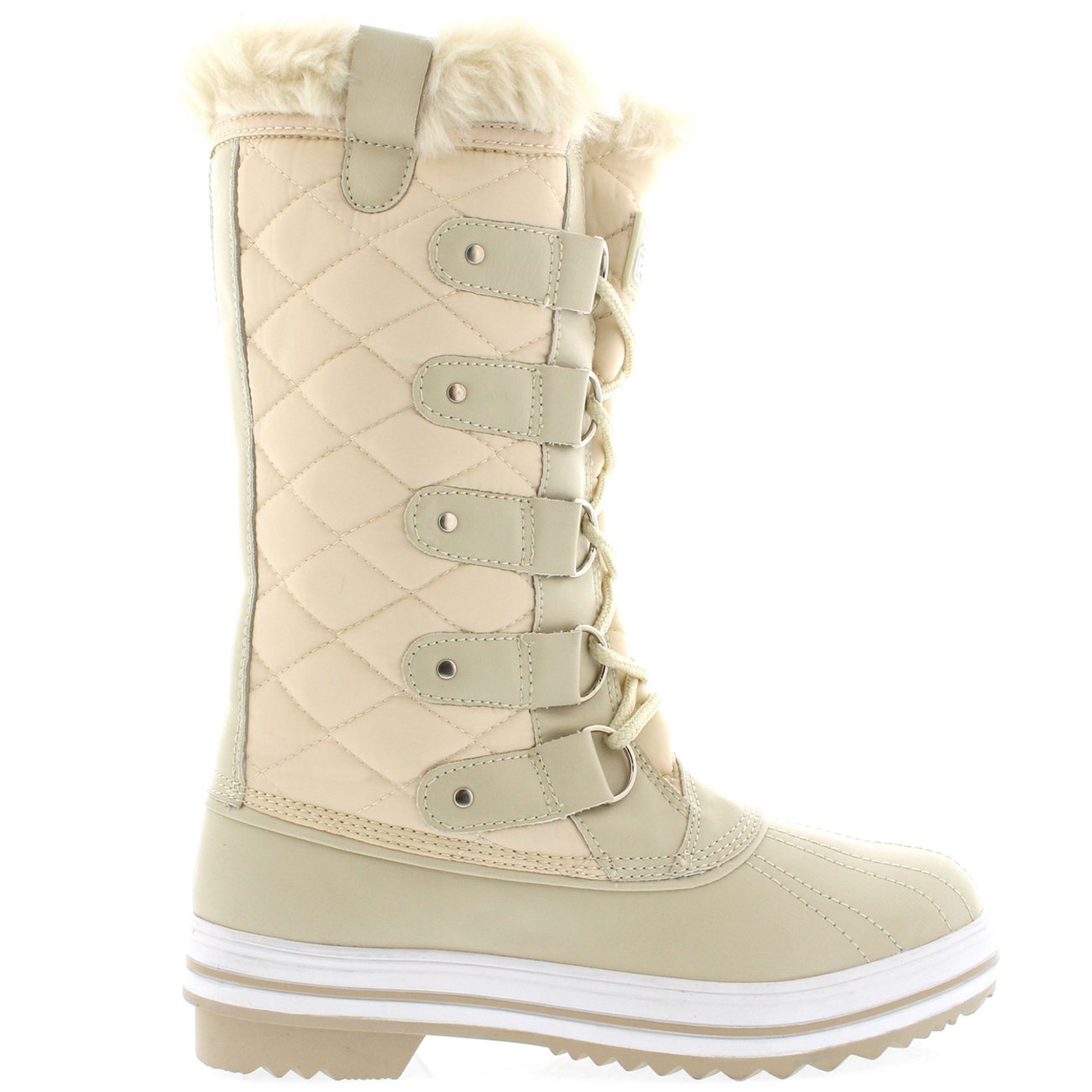 POLAR Womens Snow Boot Nylon Tall Winter Fur Lined Snow Warm Waterproof Rain Boot - Image 4