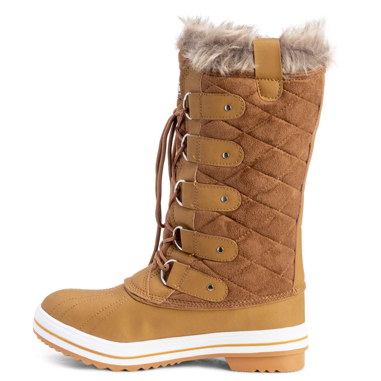 POLAR Womens Snow Boot Nylon Tall Winter Fur Lined Snow Warm Waterproof Rain Boot - Image 3