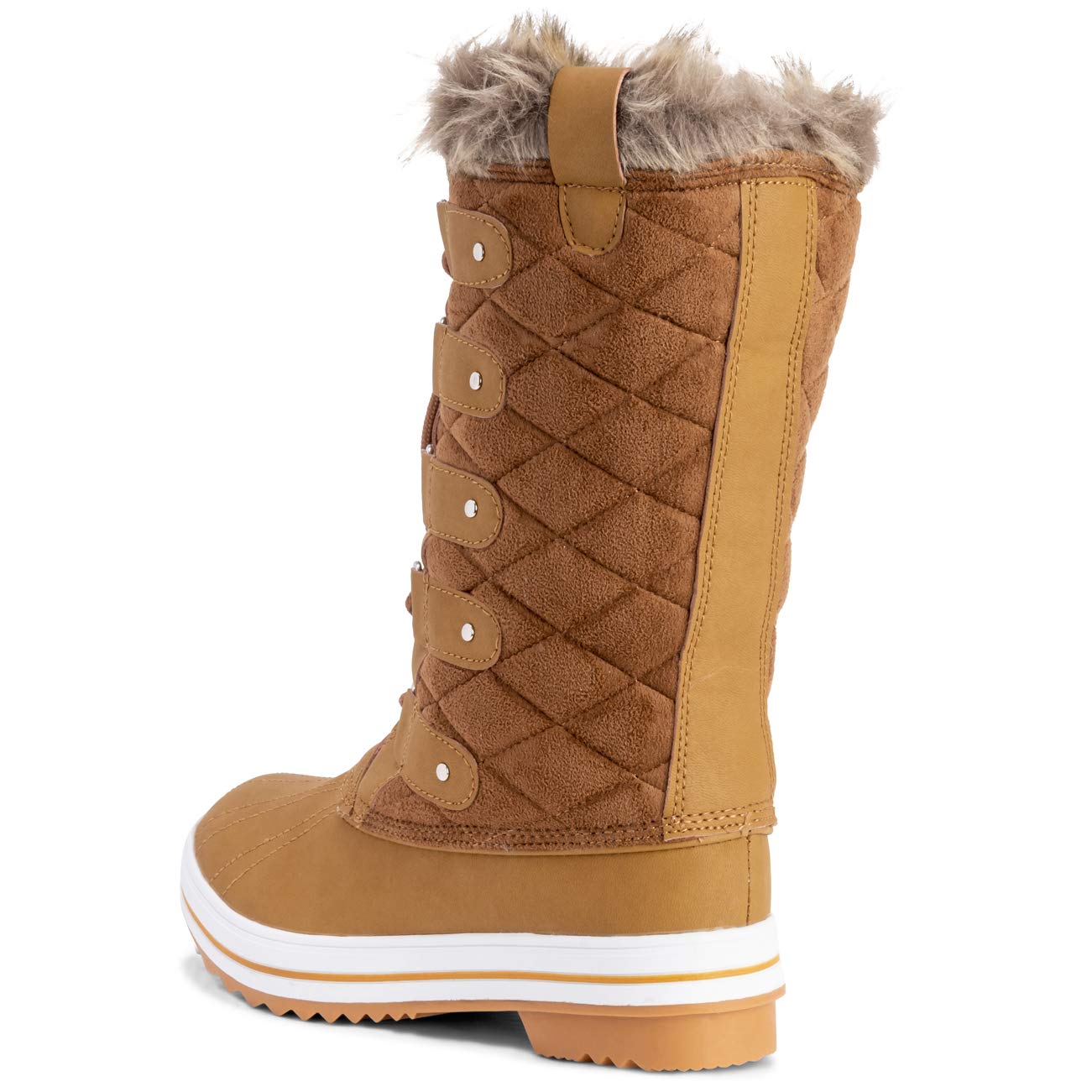 POLAR Womens Snow Boot Nylon Tall Winter Fur Lined Snow Warm Waterproof Rain Boot - Image 5