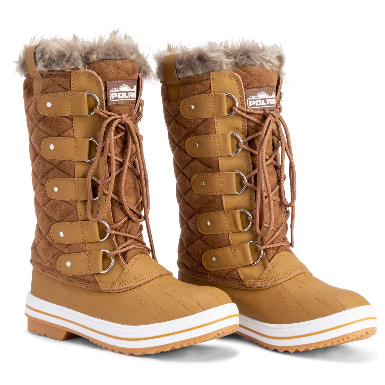 POLAR Womens Snow Boot Nylon Tall Winter Fur Lined Snow Warm Waterproof Rain Boot - Image 6