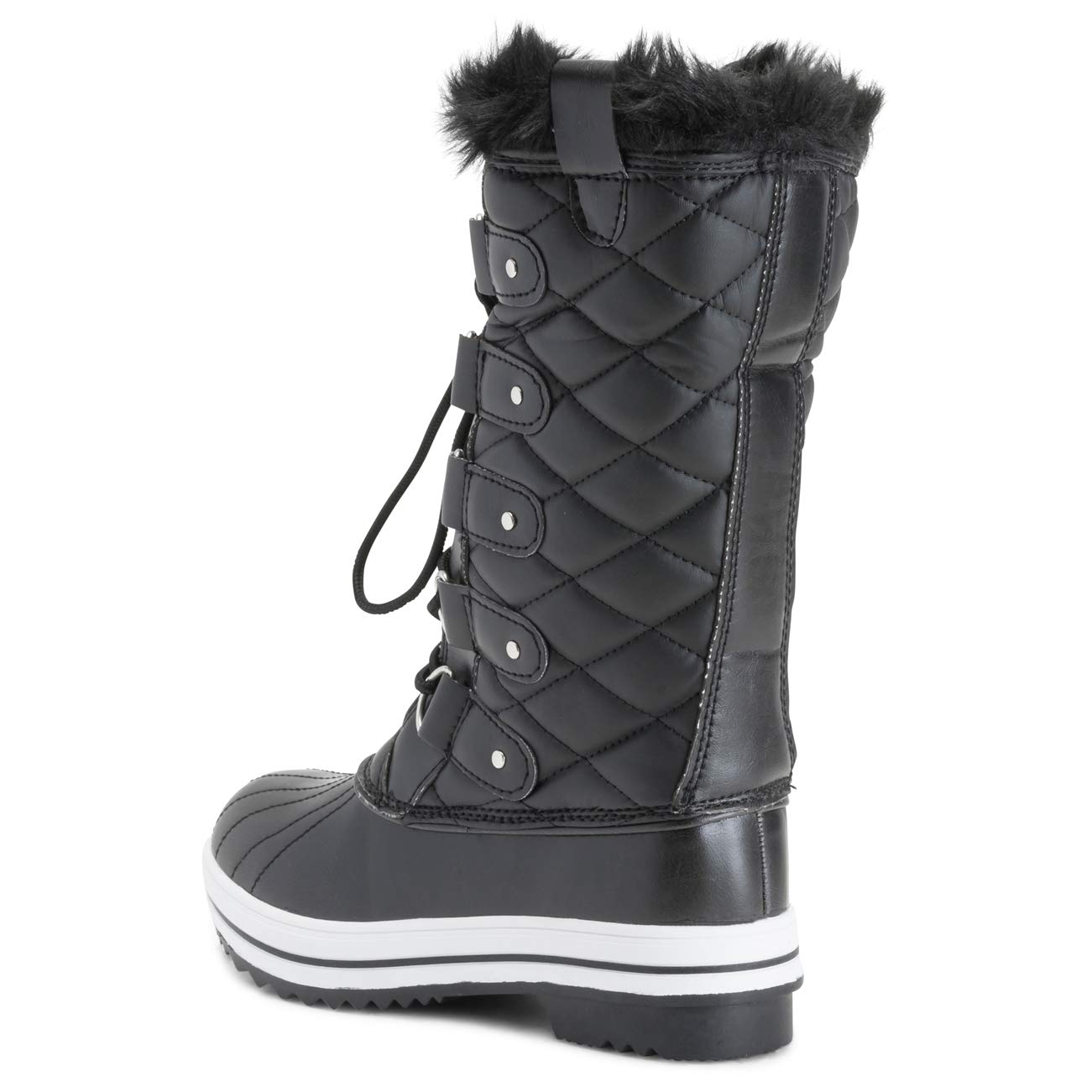 POLAR Womens Snow Boot Nylon Tall Winter Fur Lined Snow Warm Waterproof Rain Boot - Image 5