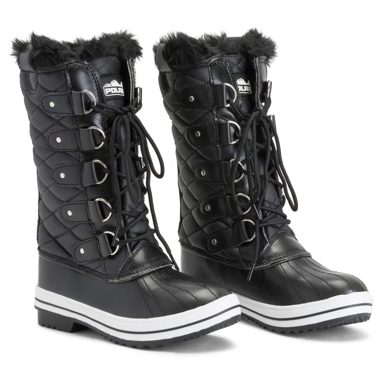 POLAR Womens Snow Boot Nylon Tall Winter Fur Lined Snow Warm Waterproof Rain Boot - Image 6