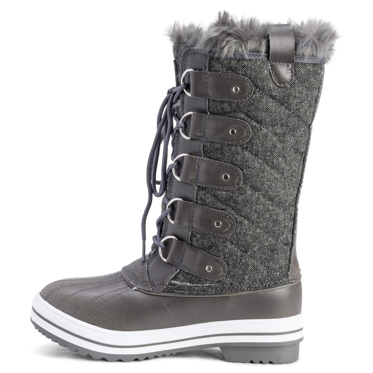 POLAR Womens Snow Boot Nylon Tall Winter Fur Lined Snow Warm Waterproof Rain Boot - Image 3