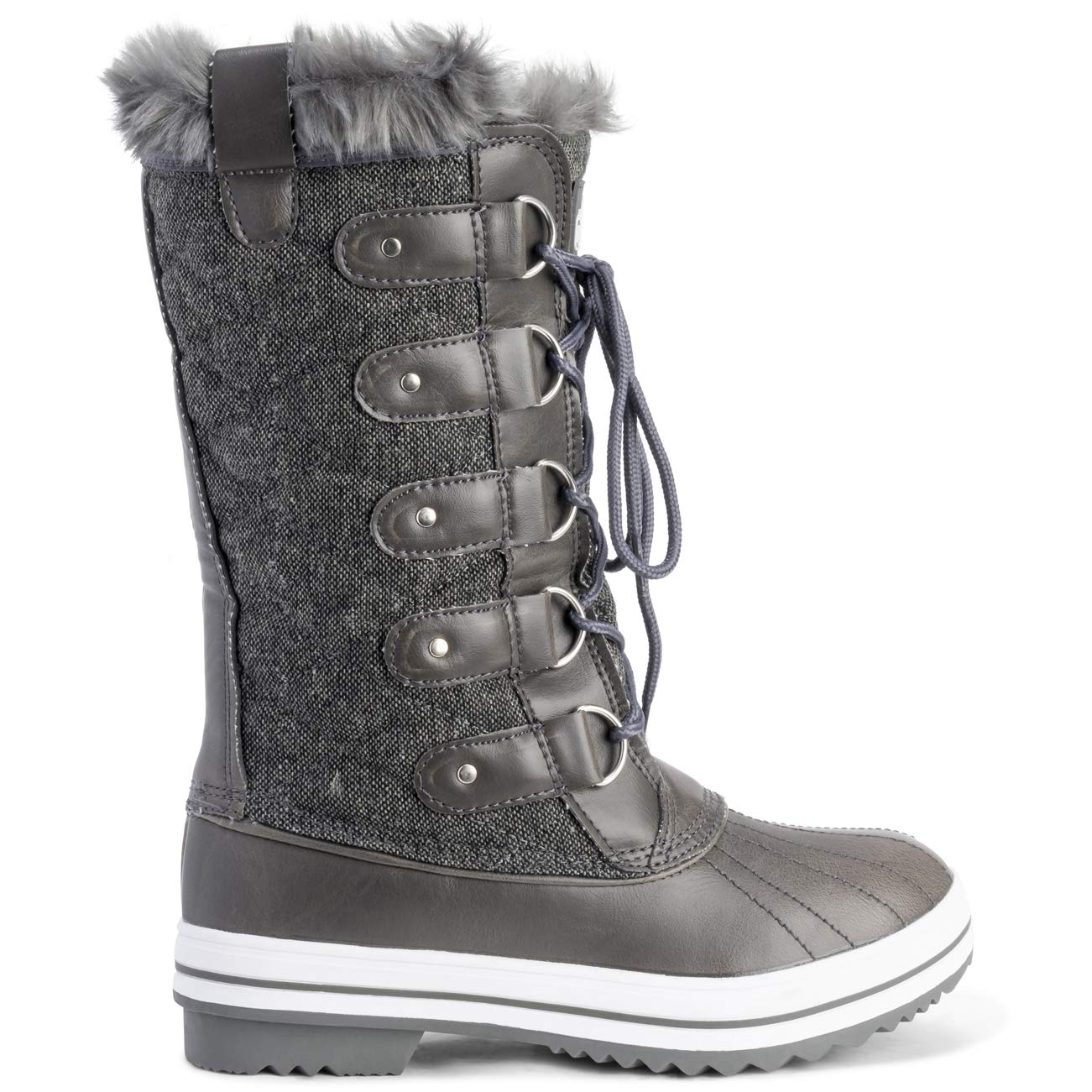 POLAR Womens Snow Boot Nylon Tall Winter Fur Lined Snow Warm Waterproof Rain Boot - Image 4