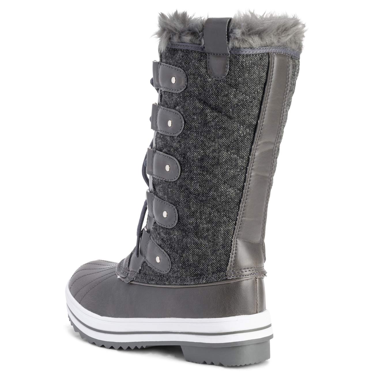 POLAR Womens Snow Boot Nylon Tall Winter Fur Lined Snow Warm Waterproof Rain Boot - Image 7
